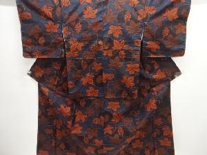 未使用品　花唐草模様織り出し手織り紬着物